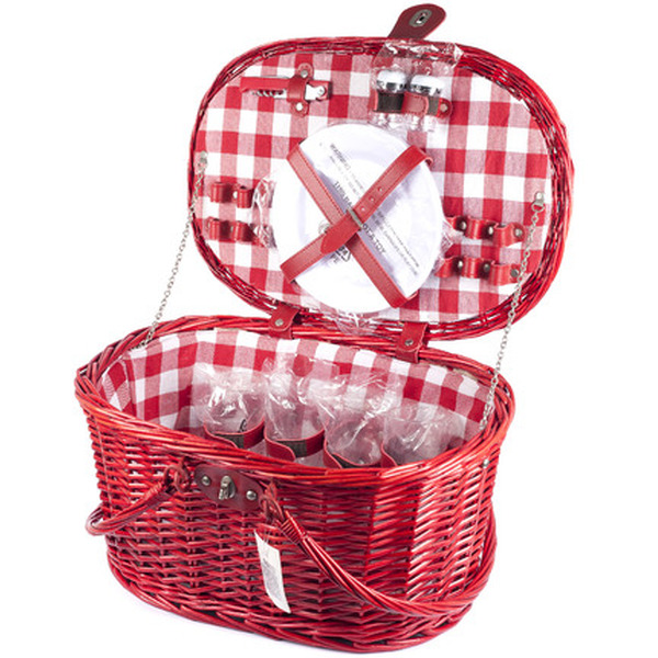 Корзина для пикника плетеная с набором посуды на 4 персоны 10794616 (461603)