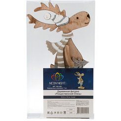 Деревянная фигурка с подсветкой NEON-NIGHT Рождественский Олень Синий 504-005