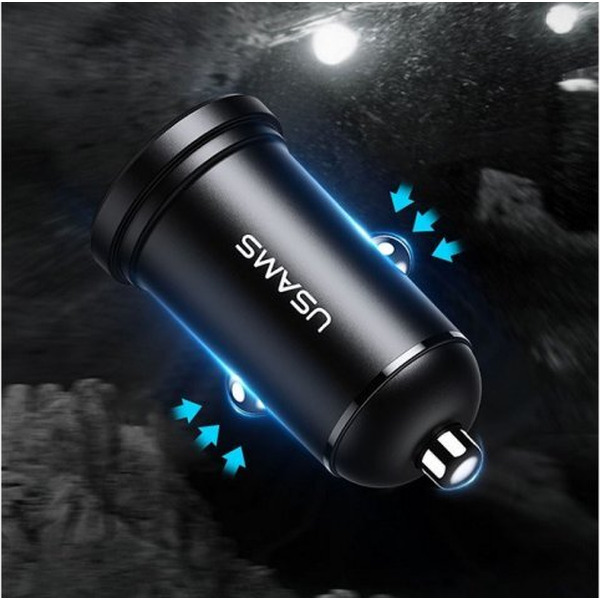 Автомобильное зарядное USAMS US-CC114 C20 2.4A Dual USB CC114TC01 (черный)
