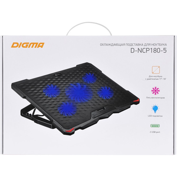 Подставка для ноутбука Digma D-NCP180-5 (черный)