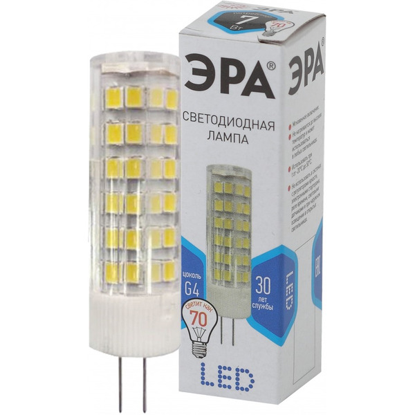 Лампочка ЭРА STD LED JC-7W-220V-CER-840-G4