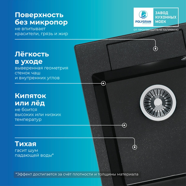 Мойка кухонная Polygran Argo-420 (космос)