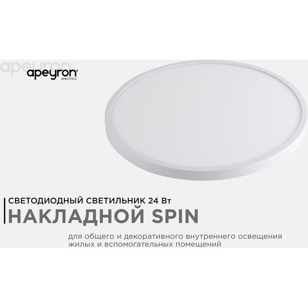 Светильник светодиодный накладной Apeyron 18-125 SPIN (белый)
