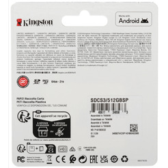 Карта памяти Kingston micro SDXC Canvas Select Plus SDCS3/512GB