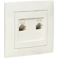 Розетка EKF Валенсия 2-местная RJ-45+RJ11 (белый)
