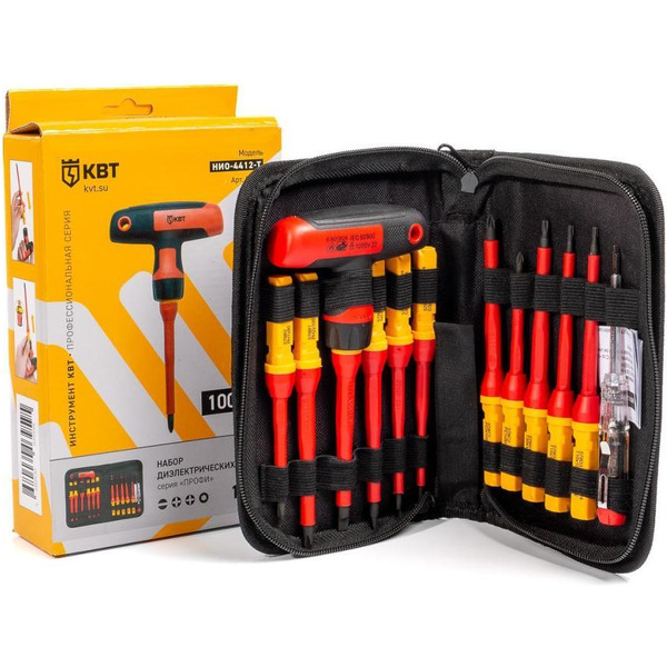Отвертка диэлектрическая КВТ со сменными битами НИО-4412-Т ПРОФИ