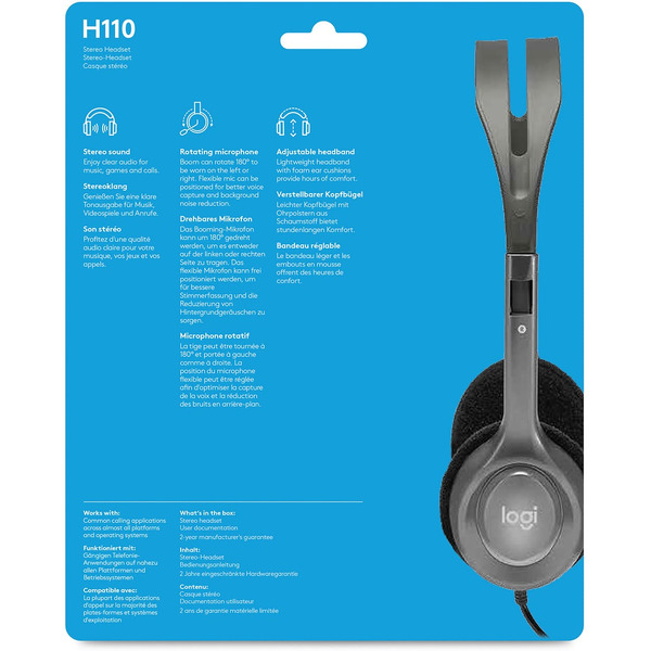 Гарнитура LOGITECH Stereo Headset H110 (L981-000271)