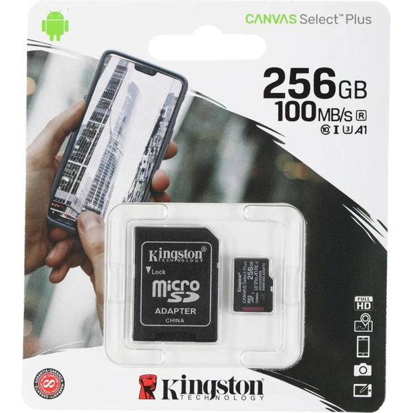 Карта памяти Kingston Canvas Select Plus microSDXC 256GB SDCS2/256GB (с адаптером)