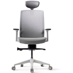 Кресло BESTUHL J1 (белая рама, спинка-сетка, сиденье-ткань, крест.-пластик, серый)