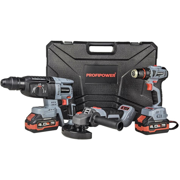Аккумуляторный бесщеточный НАБОР 2в1 Profipower ProfiSet-3E18 (Li-ion-2шт, 4Ач, З/У, кейс, E0080,T0056, T0058)