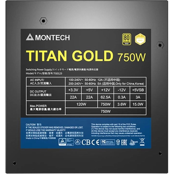 Блок питания Montech Titan Gold 750W