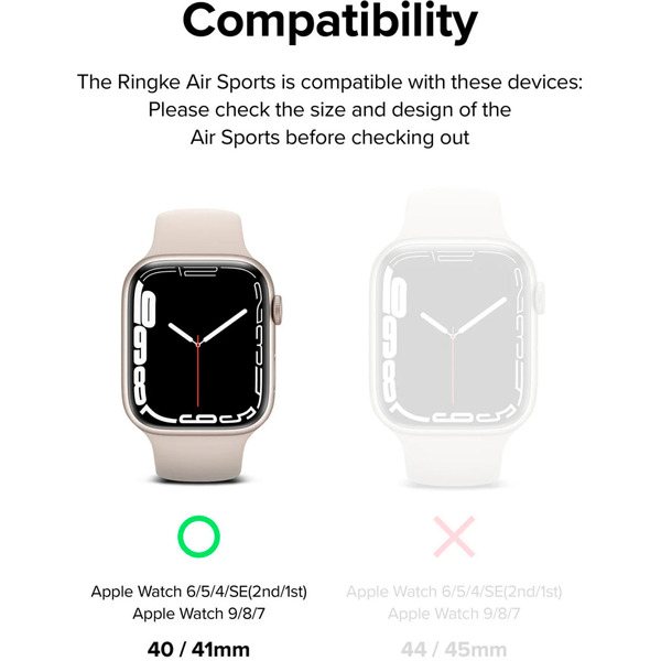 Чехол Ringke Air Sports для Apple Watch 9/8/7 41mm, SE3/SE2/SE/6/5/4 40mm BLACK