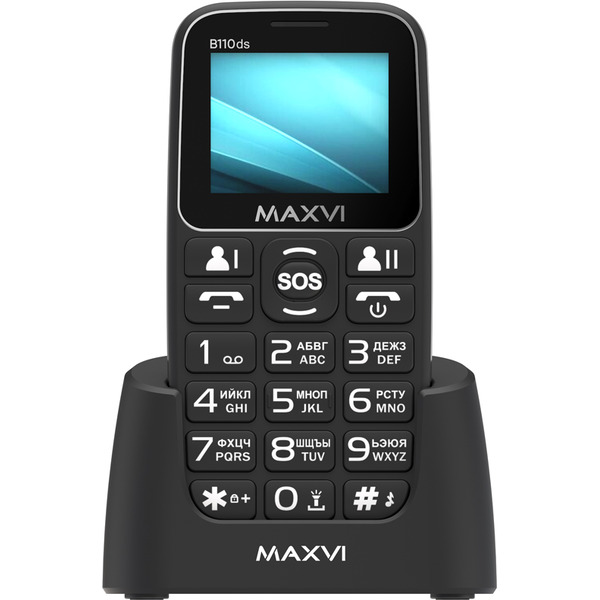 Мобильный телефон Maxvi B110ds +ЗУ WC-112 (черный)