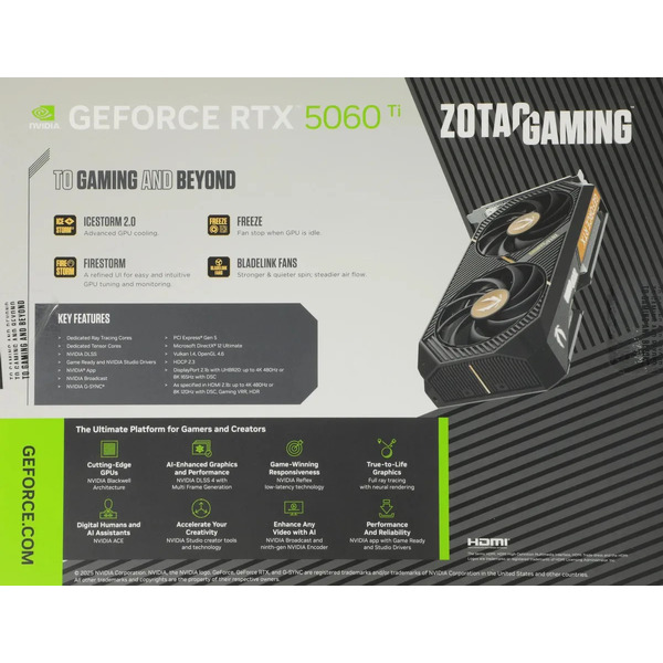 Видеокарта ZOTAC Gaming GeForce RTX 5060 Ti 8GB AMP ZT-B50610F-10M