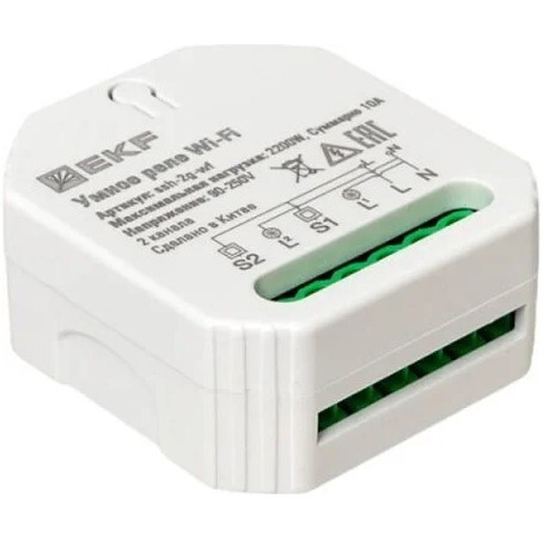 Умное реле в подрозетник 2-канальное EKF Wi-Fi Connect ssh-2g-wf