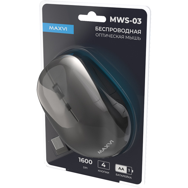 Мышь Maxvi MWS-03 (черный)