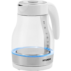 Электрический чайник Hyundai HYK-G3802 белый/серебристый (стекло)