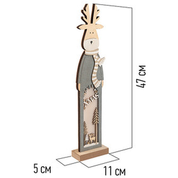 Деревянная фигурка с подсветкой NEON-NIGHT Рождественский олень 504-007