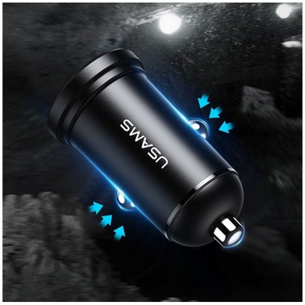 Автомобильное зарядное USAMS US-CC114 C20 2.4A Dual USB CC114TC01 (черный)