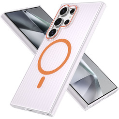 Задняя накладка CASE Translucent Strip Samsung Galaxy S24 Ultra, прозрачно-оранжевый