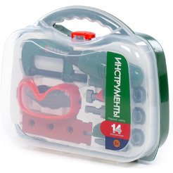 Набор инструментов Полесье №59 (14 элементов) 92810 (зелёный)