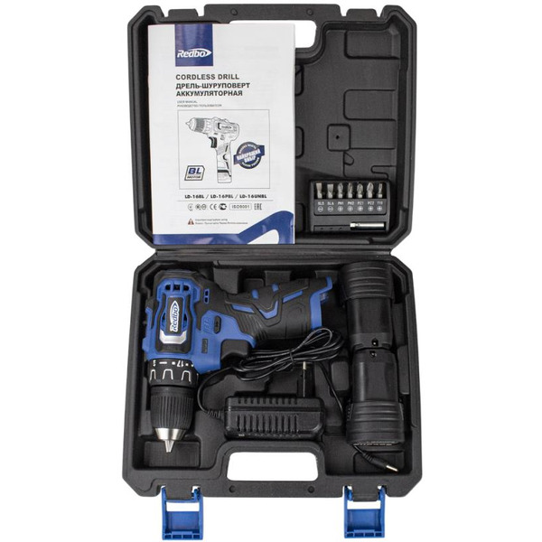 Дрель-шуруповерт Redbo LD-16BL (с 2-мя АКБ, кейс)