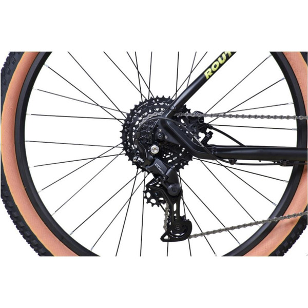 Велосипед Stark Router 27.4 HD р. 20 2025 (черный матовый/оливково-желтый)