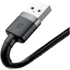 Кабель Baseus CALKLF-AG1 (cafule For lightning 2.4A 0.5M, серый+черный)