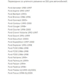 ISO-переходник Incar FO-D05 (Ford, Jaguar, Lincoln, Mercury)