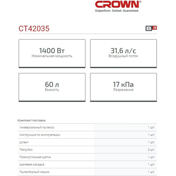 Пылесос Crown CT42035