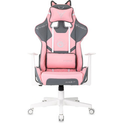 Кресло игровое Бюрократ Knight Catzy (экокожа, серый/розовый)
