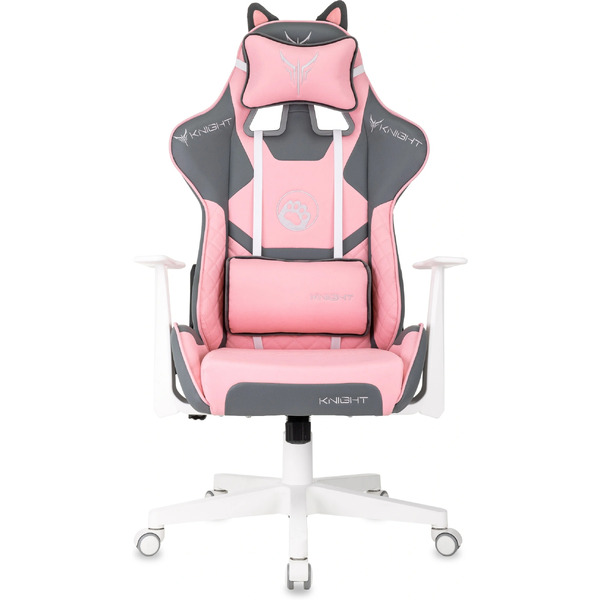 Кресло игровое Бюрократ Knight Catzy (экокожа, серый/розовый)