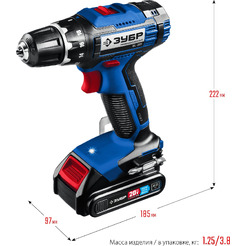 Дрель-шуруповерт Зубр Профессионал DL-201-22 (с 2-мя АКБ 2 Ач, кейс)