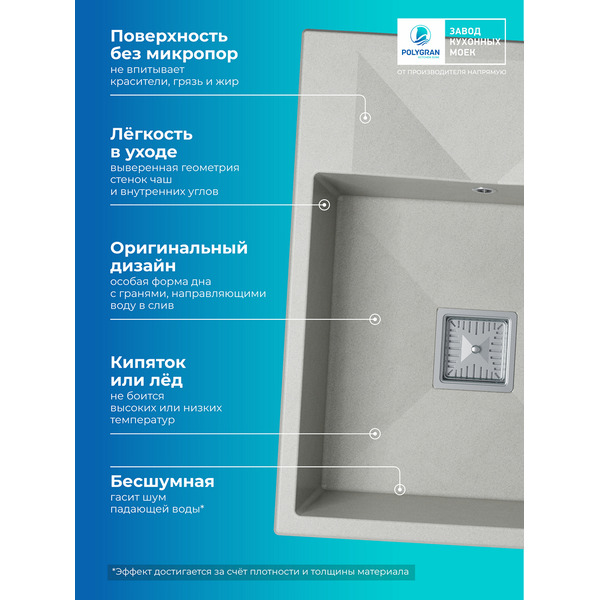 Кухонная мойка Polygran Blade 660 (серый)