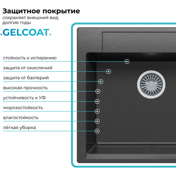 Мойка кухонная Polygran Argo 560 (черный)