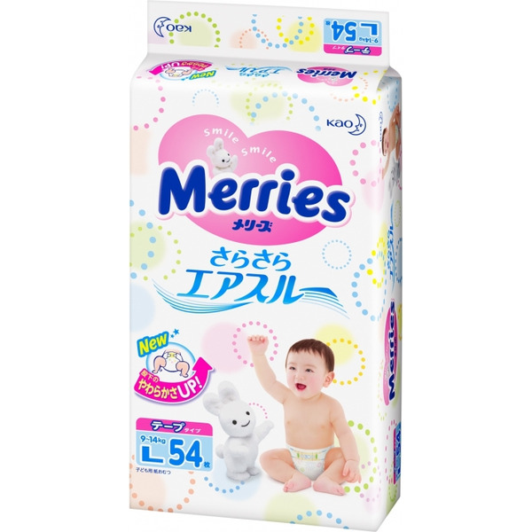 Подгузники Merries L (9-14 кг) 54 шт 00004