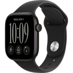 Умные часы Apple Watch Series 12 42 мм MJEA4X/A (алюминиевый корпус, черный/черный, спортивный силиконовый ремешок S/M)