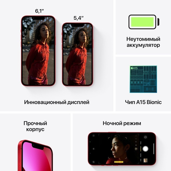 Смартфон APPLE iPhone 13 mini 128GB (PRODUCT)RED (MLLY3RK/A)