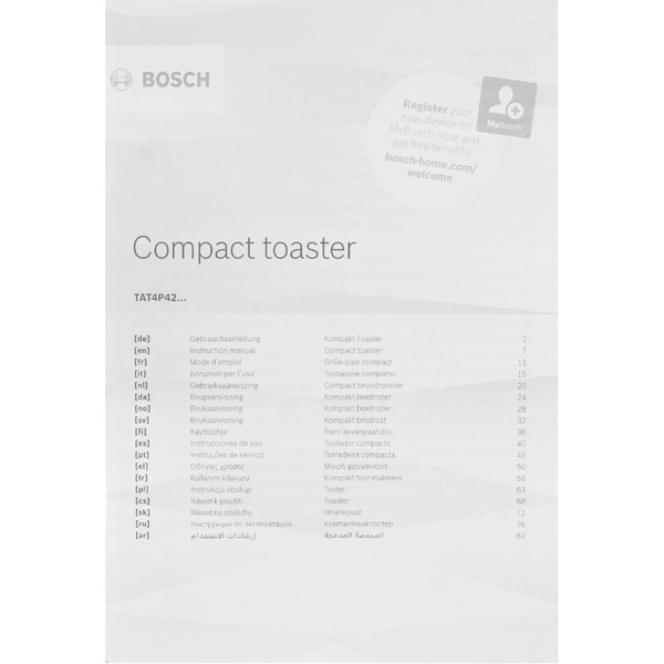 Тостер Bosch TAT4P424