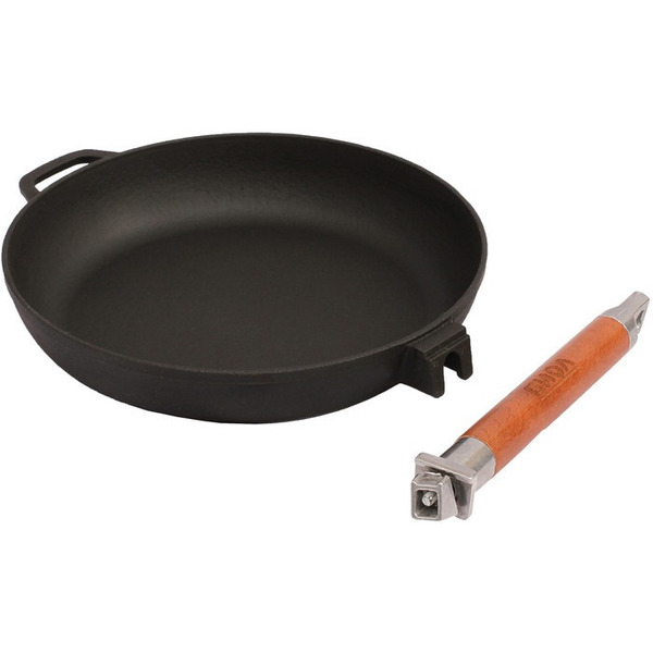 Сковорода чугунная Биол со съемной деревянной ручкой (26 см)