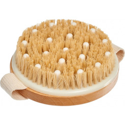 Щётка для сухого массажа из чайного дерева с щетиной кактуса, силиконовыми вставками и ремешком BRADEX KZ 0953