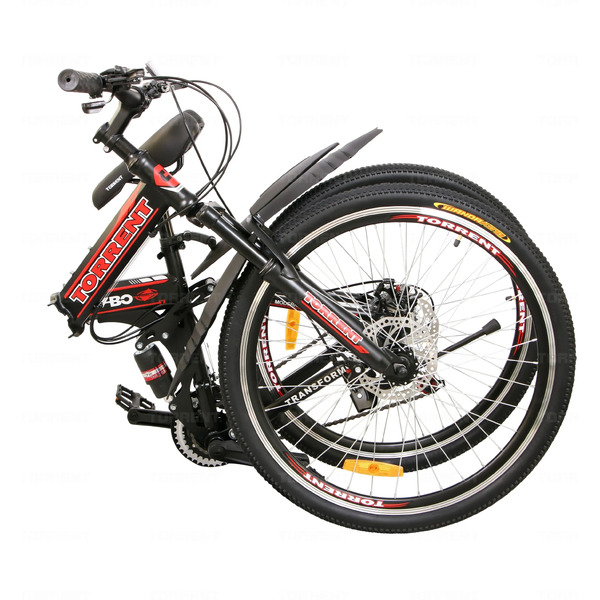 Велосипед TORRENT Transformer (рама сталь 17", внедорожный, 21 скорость, колеса 24д.) (Матовый чёрный графит, красный)