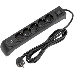 Сетевой фильтр Kranz 13-4702 3м (5 розеток) черный