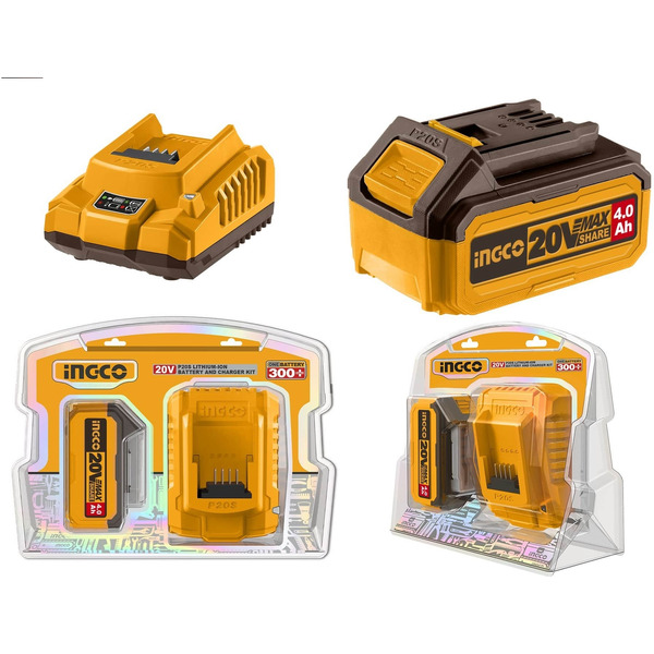 Зарядное устройство + аккумулятор INGCO FBCPK1214 (20В/4А)