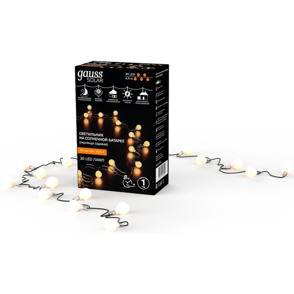 Новогодняя гирлянда Gauss Solar GS032
