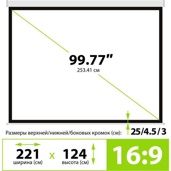 Проекционный экран CACTUS Wallscreen CS-PSW-124x221