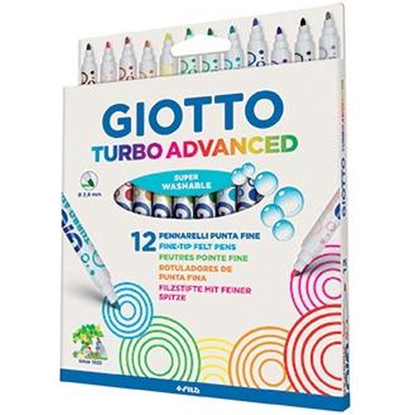 Фломастеры FILA GIOTTO TURBO ADVANSED, 12 цв, суперсмываемые, арт. 426000