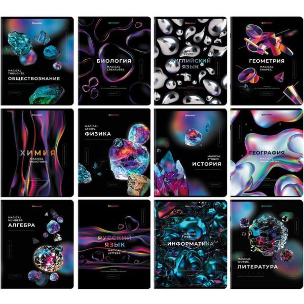 Тетради предметные BRAUBERG 404610 (КОМПЛЕКТ 12 ПРЕДМЕТОВ, 48л, глянцевый УФ-лак)