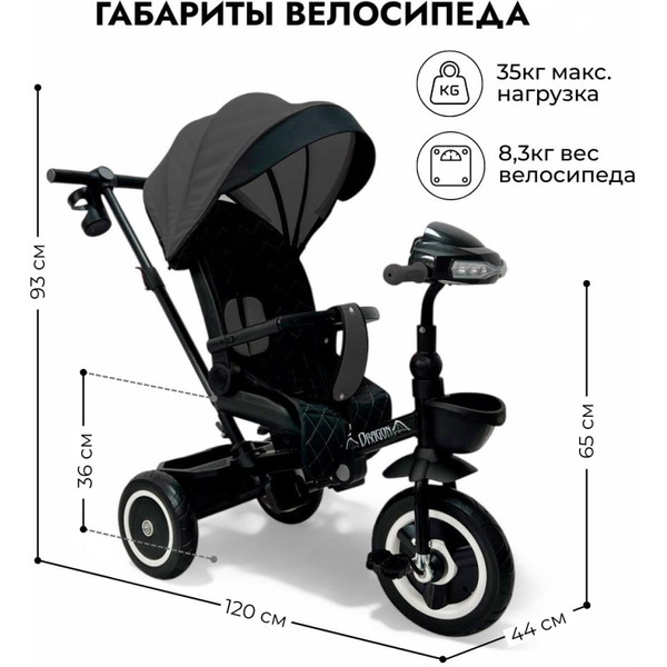 Беговел-велосипед Bubago Dragon BG 161-3 (темно-серый)