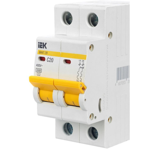 Выключатель автоматический IEK ВА 47-29 20А 2P 4.5кА С MVA20-2-020-C